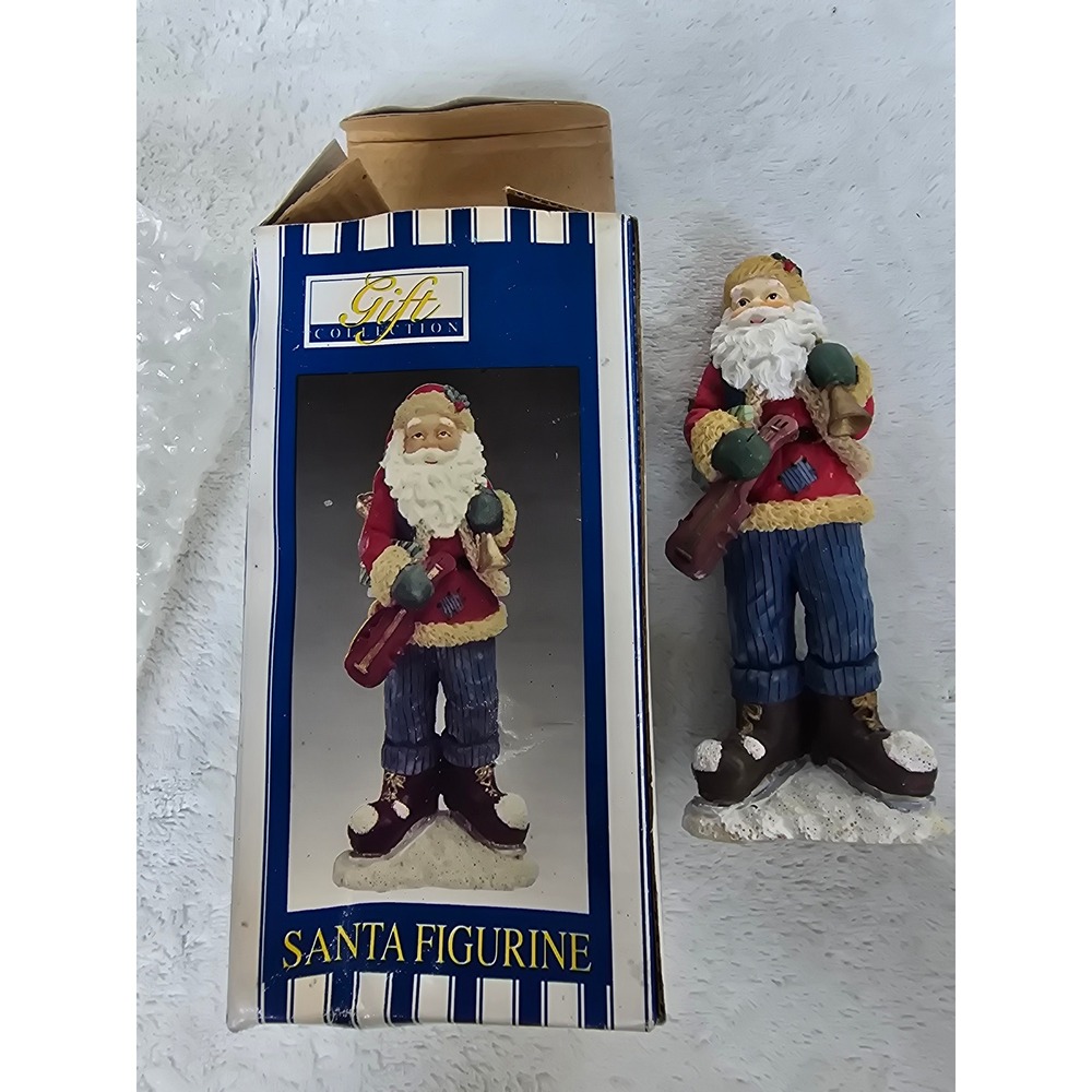 Vintage Gift Collection Santa Figurine Ice Skates Violin Bell Christmas Decor
